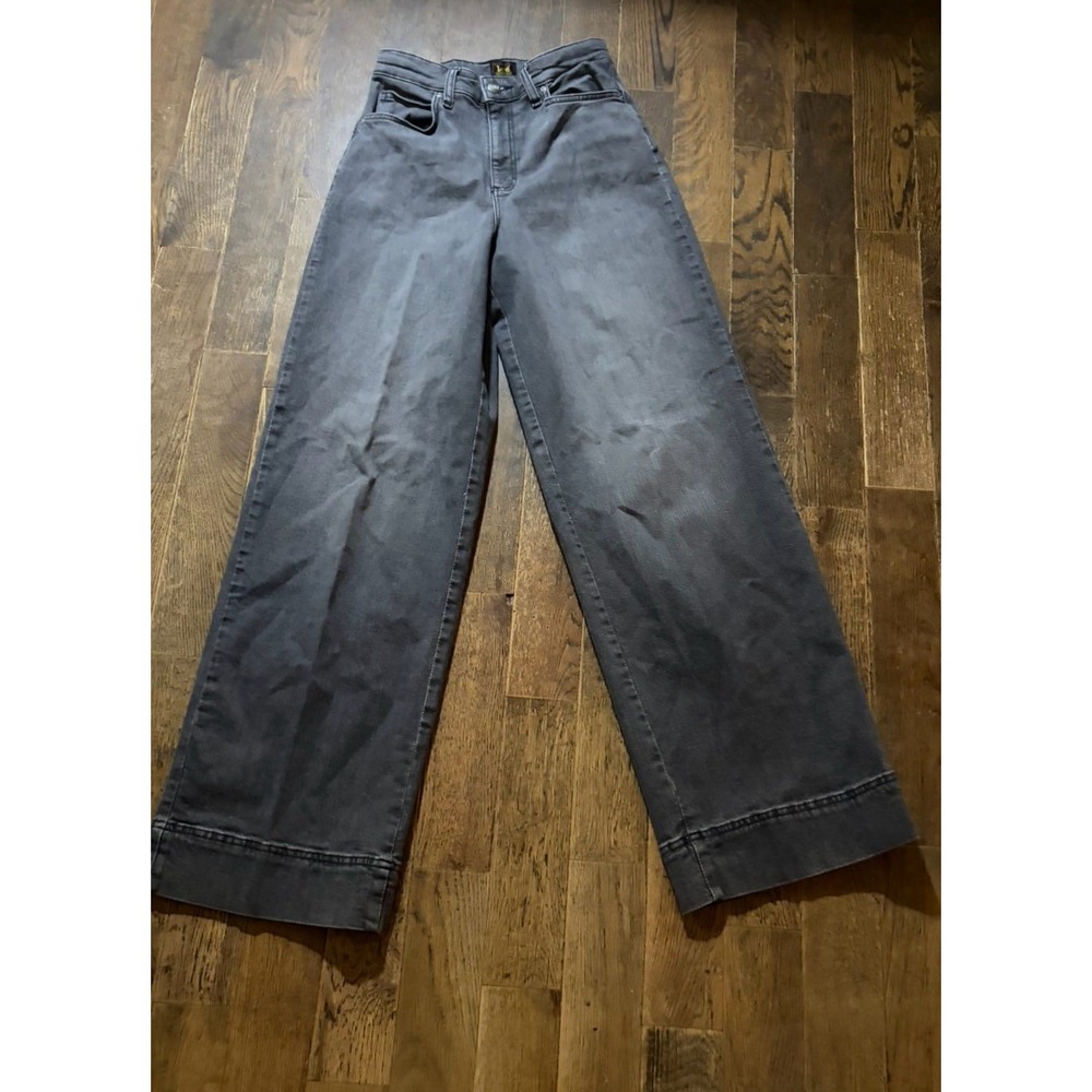 Vintage Lee Wide-Leg Relaxed Dark Black Wash Denim Jeans Women's Size 8L Skater